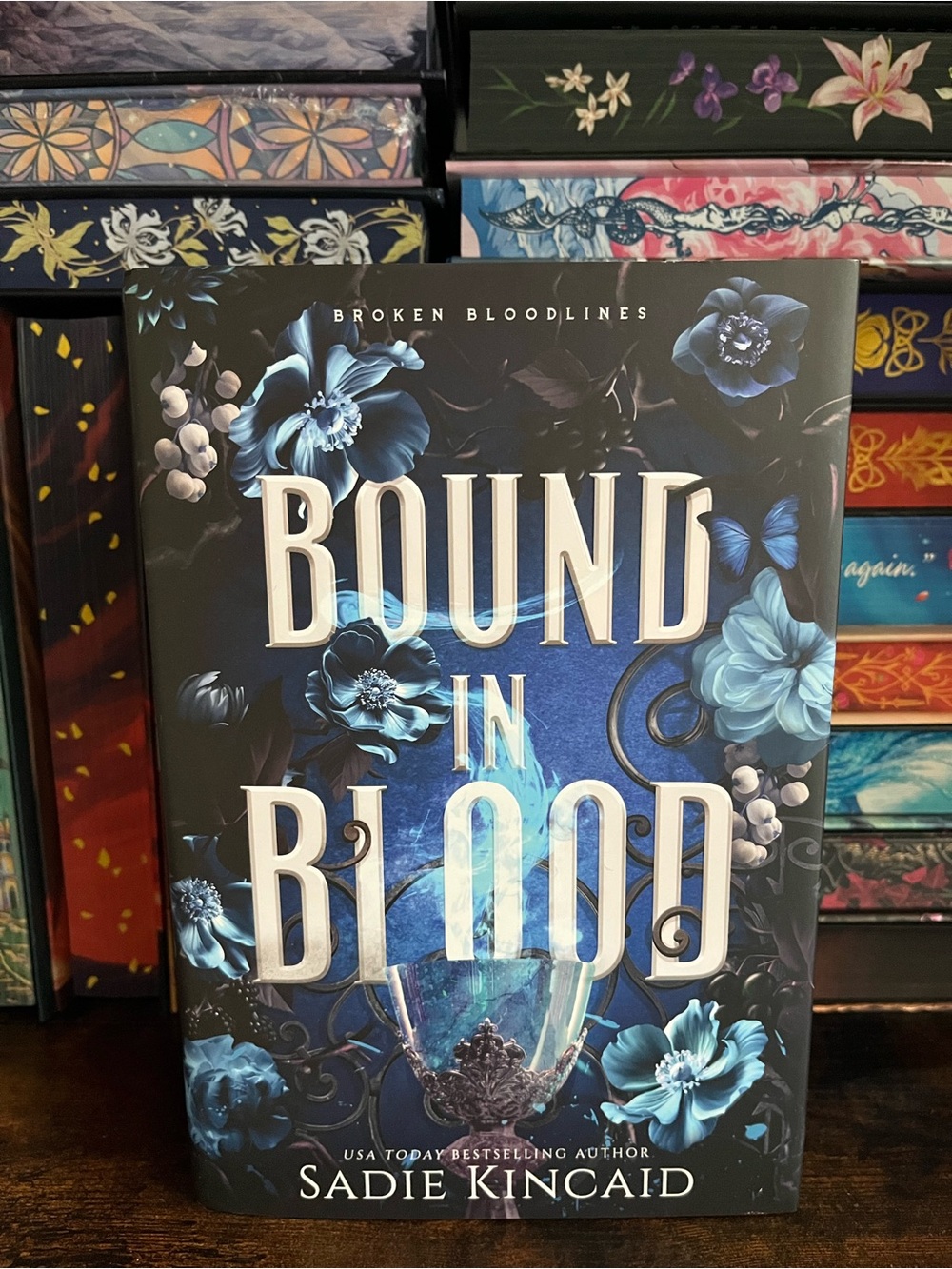 Bound in Blood by Sadie Kincaid - Blue Floral Hardcover